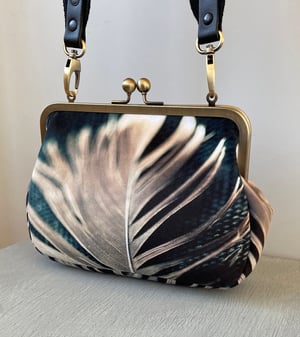 Image of Feather, velvet clutch/shoulder bag - roomier size