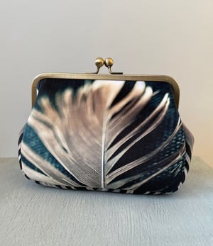 Image of Feather, velvet clutch/shoulder bag - roomier size