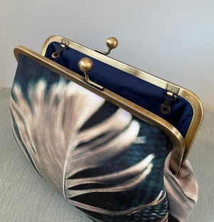 Image of Feather, velvet clutch/shoulder bag - roomier size