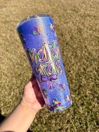Image 1 of 24oz Acrylic Mardi Gras Bow Cup