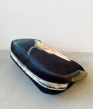 Image of Wild stitchwort flower, velvet clutch/shoulder bag - roomier size