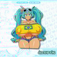 Image 1 of BR Miku Tiddy Firmware Upgrade Enamel Pin In Hand