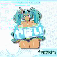 Image 2 of BR Miku Tiddy Firmware Upgrade Enamel Pin In Hand