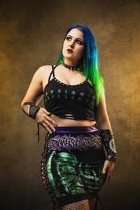 Image 3 of S/M Tribal Gaze Crop Top/Mini Skirt Set