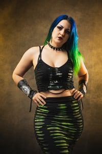 Image 5 of Upcyled Green/White/Black Tie Dye Crop Top