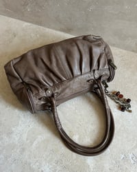 Image 1 of TAUPE LEATHER LEAF BAG