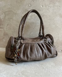 Image 4 of TAUPE LEATHER LEAF BAG