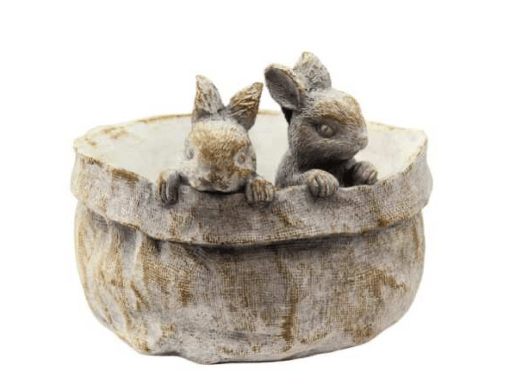 Image of Rabbits in a Basket Planter