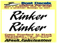 Image 1 of Pair of (2) 5.5" x 22" Rinker Boat hull Decals uv safe. Lifetime warranty