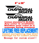 Image 1 of PAIR of 8" X 28" CHAPARRAL BOAT Hull Decals  uv safe. Lifetime warranty 1