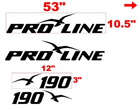 Image 1 of PAIR OF 2 PROLINE 190 PRO LINE BOAT DECALS 53"  uv safe. Lifetime warranty 1