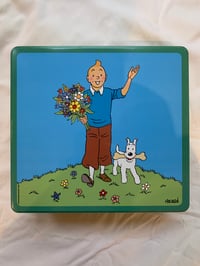 Image 1 of French Tintin biscuit Tin, 'Flowers', Springtime Collection, 2005