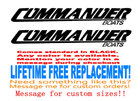Image 1 of Set of (2) 24 inch long Commander Boats Boat BOAT Hull Decals uv safe. Lifetime warranty 