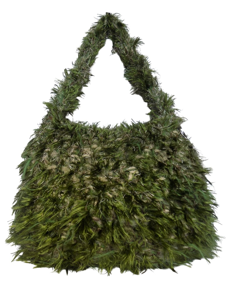 Image of Ghillie 22  - Earth tone fluffy over the shoulder handbag made from recycled materials