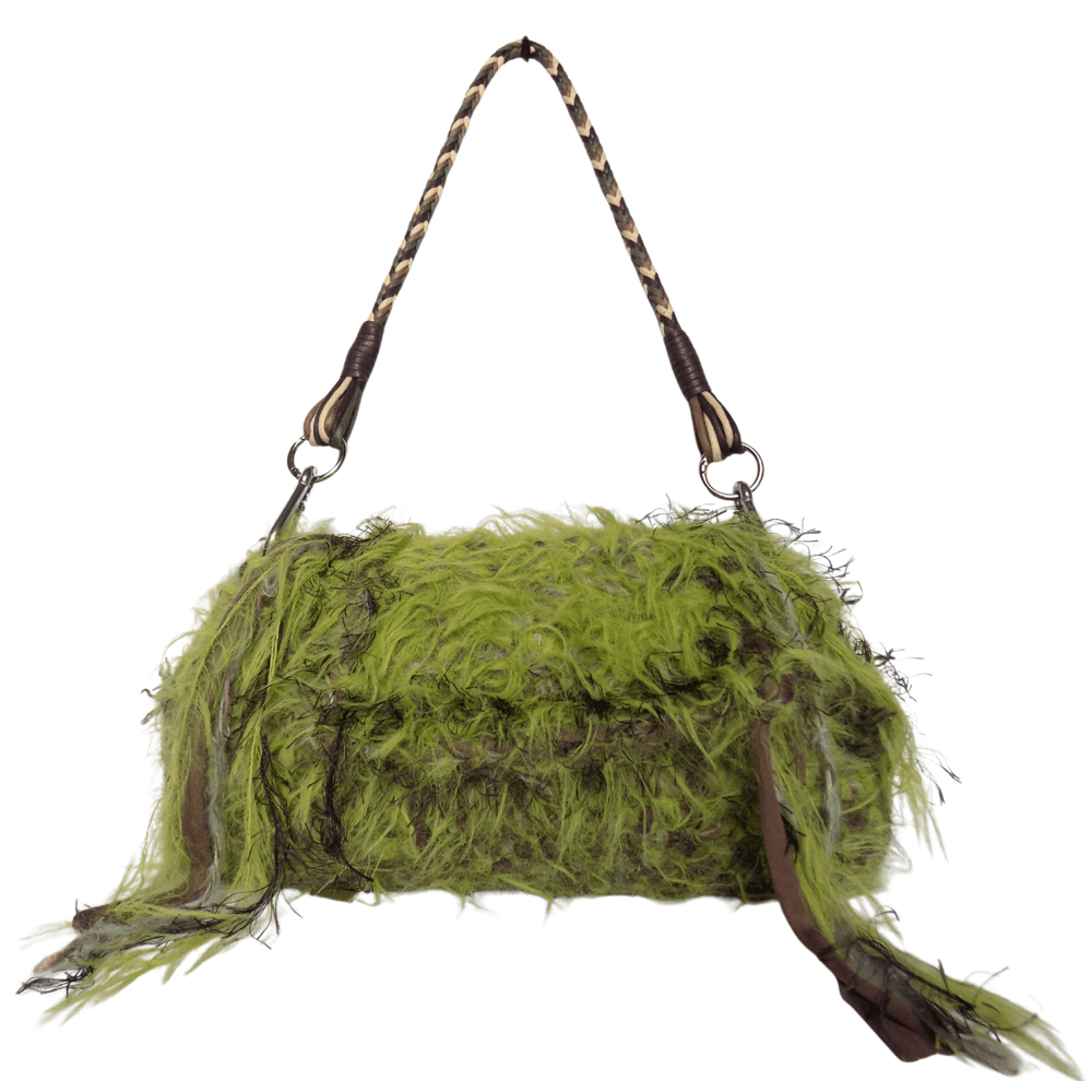 Image of Ghillie 16 - Earth tone fluffy over the shoulder handbag made from recycled materials
