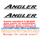 Image 1 of Pair OF 5" x 28" Angler boat Hull DECALS  uv safe. Lifetime warranty 