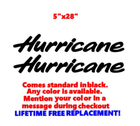 Image 1 of PAIR of 5" X 28" HURRICANE BOAT Hull Decals   uv safe. Lifetime warranty 