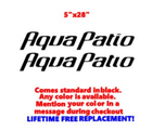 Image 1 of PAIR of 5" X 28" AQUA PATIO Hull Decals    uv safe. Lifetime warranty 