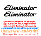 Image 1 of PAIR of 3"X28" ELIMINATOR BOAT Hull Decals  uv safe. Lifetime warranty  