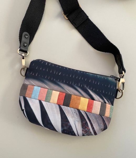 Image of Feather patchwork, crossbody print and plant-dyed bag