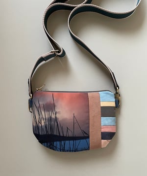 Image of Seascape reeds patchwork, crossbody print and plant-dyed bag