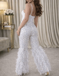 Image 2 of Iridescent Feather Sequin Trousers