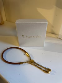 Image 2 of Brown leather Bracelet Stainless Steel - No. 3