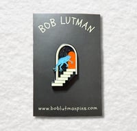 Image 4 of Blue Frog Floating into Glittering Portal Enamel Pin, Traditional Tattoo