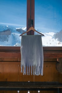 Image 3 of "Let It Snow” Scarf ❄ – Warm Grey