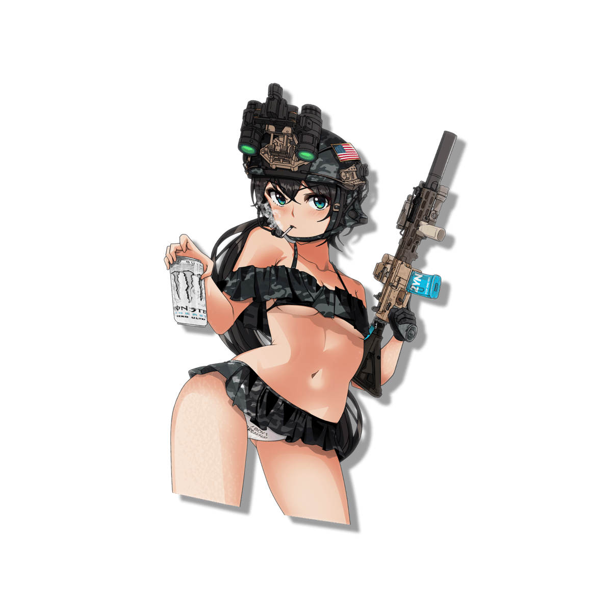 Image of White Monster Black Camo Sticker