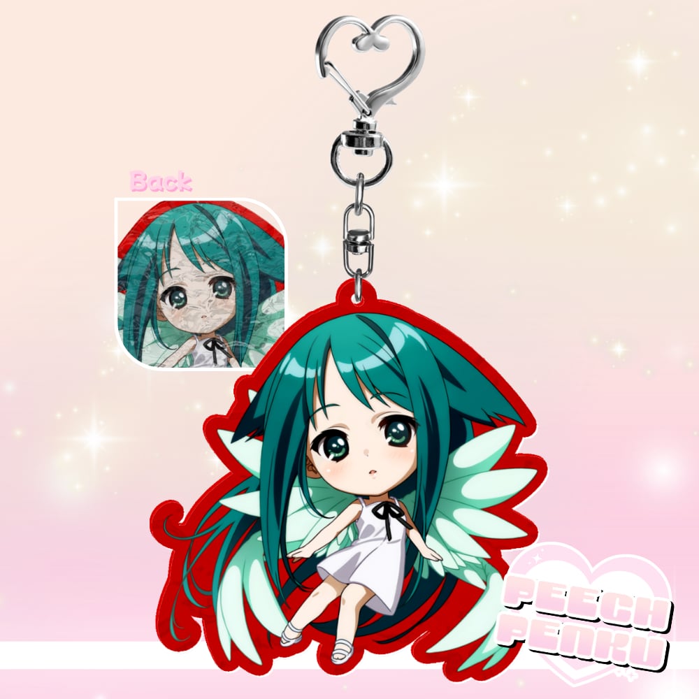 Image of 🌿 Saya • Red Ripple Chibi Keychain 🌿