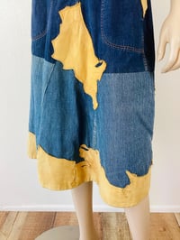 Image 7 of Vintage 1970s Patchwork Denim & Leather Side Zip Skirt