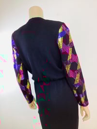 Image 4 of Vintage 1980s St John Knits Metallic Paillettes Black Sweater Knit Dress