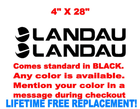 Image 1 of PAIR of 4" X 28" LANDAU BOAT Hull Decals  uv safe Lifetime warranty  