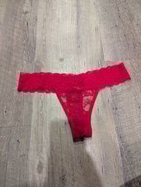  Red lace thong 
