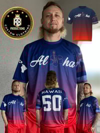 Image 1 of AH 50 Blue/Red Drifit shirt by RB Productions.