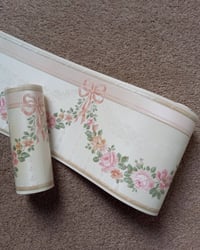 Authentic vintage wallpaper: 1990s Vintage Brewster Wallpaper Borders - Chintz Swags & Roses Floral Flowers - (Set of 2 Rolls) – main image