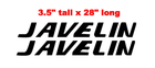 Image 1 of PAIR of 3.5" X 28" JAVELIN BOAT Hull Decals uv safe Lifetime warranty  
