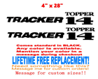 Image 1 of Pair (2) of 4" x 28" Tracker Topper 14 Boat Hull Decals   uv safe Lifetime warranty  