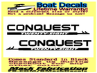Image 1 of Pair of (2) 2.5" x 28" Conquest twenty-eight Boat hull Decals   uv safe Lifetime warranty  