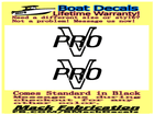 Image 1 of Pair of (2) 9" x 15" Lund Pro V Boat hull Decals  uv safe Lifetime warranty  