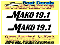 Image 1 of Pair of (2) 4" x 18" Mako 19.1 Boat hull Decals uv safe Lifetime warranty  