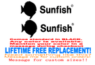 Image 1 of Pair of (2) of 4x8 inch long Sunfish Boat hull Decals uv safe Lifetime warranty  
