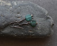 Image 2 of Turquoise Green ancient roman Glass Silver Earrings