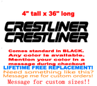 Image 2 of PAIR OF 4" X 36" CRESTLINER BOAT HULL DECALS uv safe Lifetime warranty  