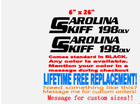 Image 1 of Pair (2) of 6"x26" Carolina Skiff 198DLV Boat hull Decals uv safe Lifetime warranty  