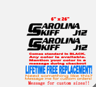 Image 1 of Pair (2) of 6"x26" Carolina Skiff J12 Boat hull Decals. uv safe Lifetime warranty  