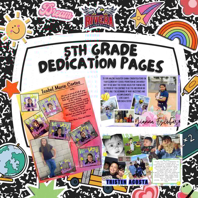 5th Grade Dedication Pages