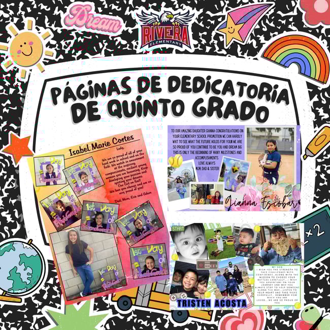 5th Grade Dedication Pages