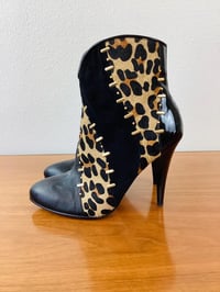 Image 4 of Vintage Leopard Print & Black Leather Beverly Feldman High Heel Boots